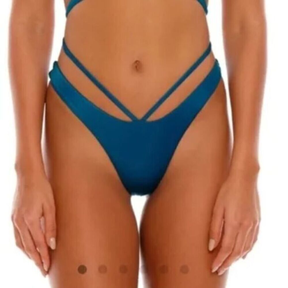 NEW Agua Bendita blue Egle Thoughts reversible bikini bottom, size L